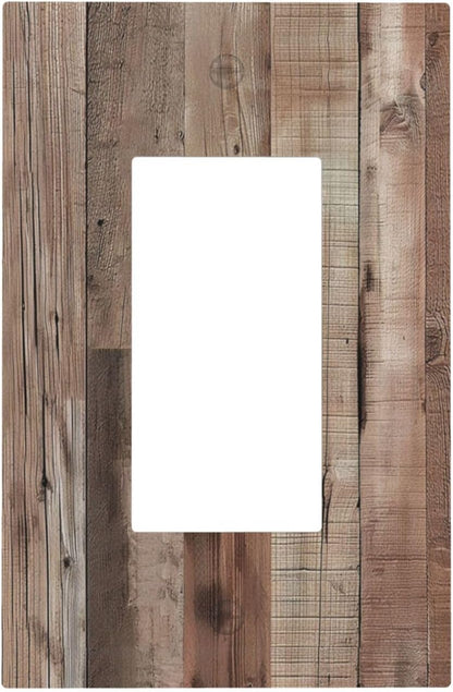 Decorative Outlet Covers Retro Wood Plank Vintaga Wooden Board 1 Gang Single Decora GFCI Device Light Switch Covers Plate 1 Rocker Wall Plate Jumbo Faceplate for Bedroom Home Decor
