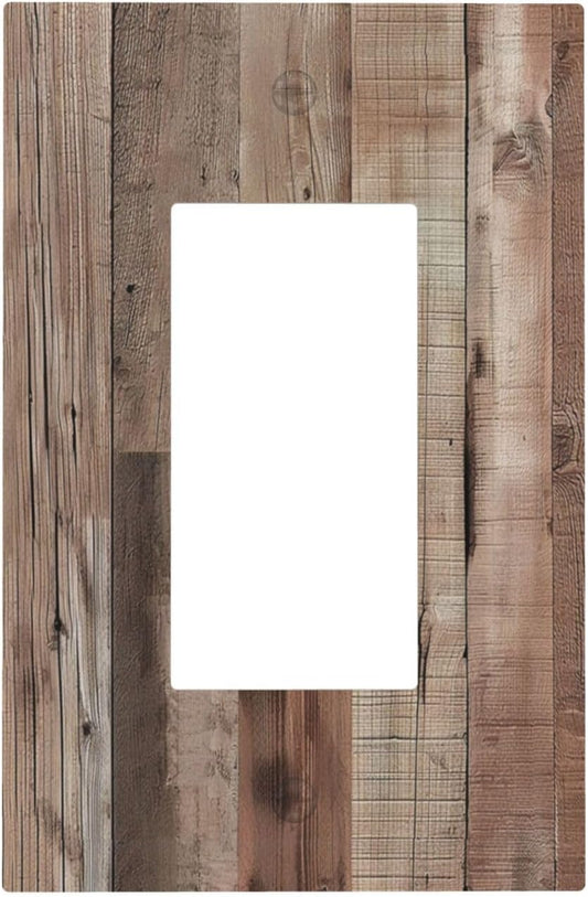 Decorative Outlet Covers Retro Wood Plank Vintaga Wooden Board 1 Gang Single Decora GFCI Device Light Switch Covers Plate 1 Rocker Wall Plate Jumbo Faceplate for Bedroom Home Decor