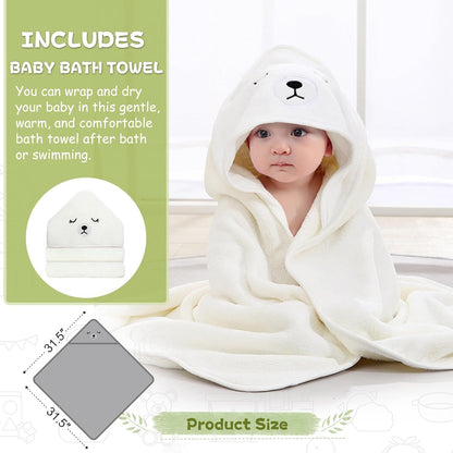 MoreFeel Collapsible Baby Bathtub for Newborn with Thermometer & 1 Hooded Towel & 1 Soft Floating