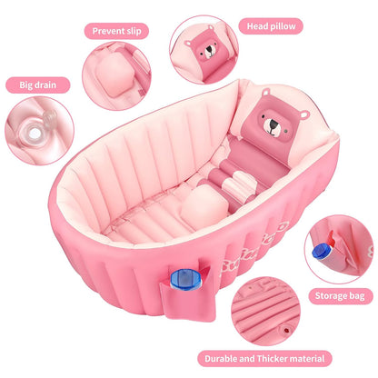 Inflatable Baby Bath Tub Portable Foldable Travel Mini Swimming Pool Helps Infants to Toddler Tub