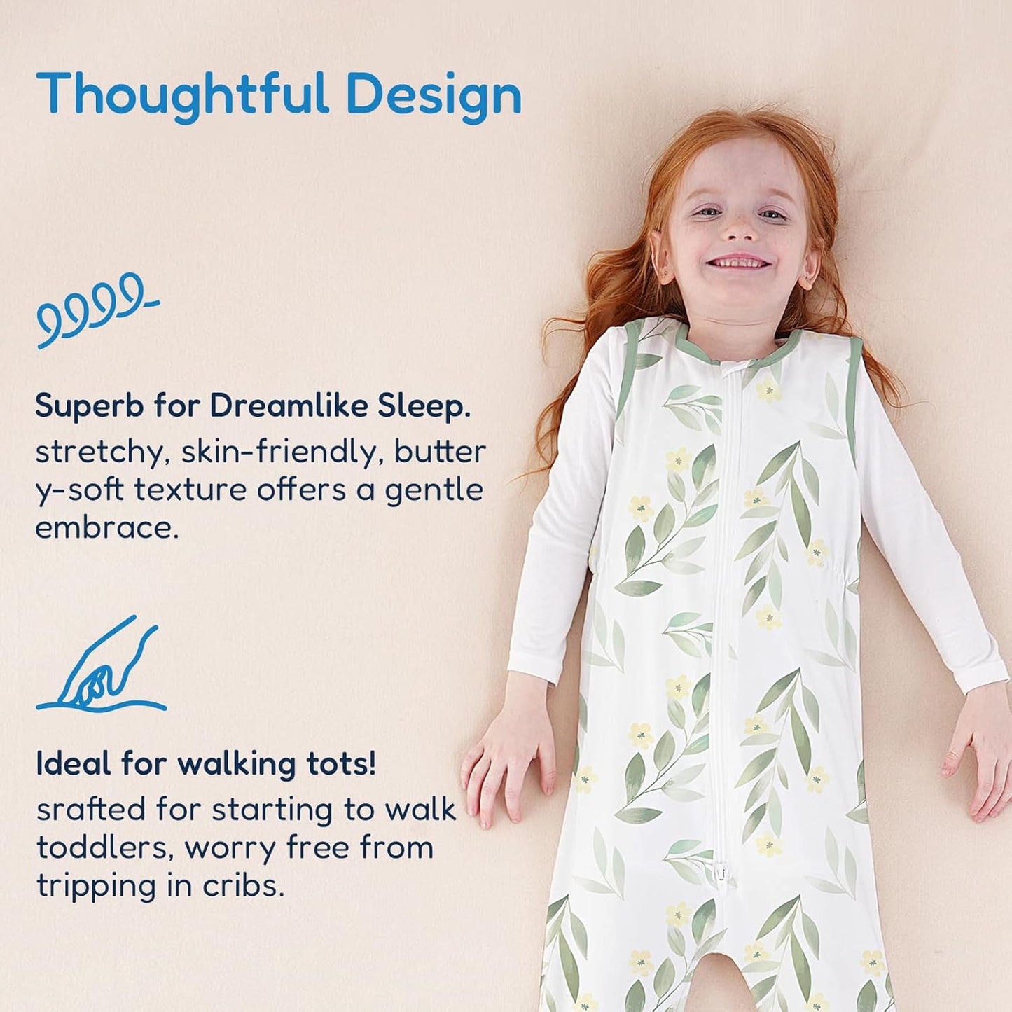 TotAha Toddler Sleep Sack with Legs, 0.5 TOG Light and Soft Baby Sleeping Bag, Walker Sleep Sack