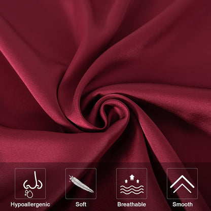 Mulberry Silk Pillowcase for Hair and Skin,Queen Size Cooling Silk Pillow Case with Hidden Zipper,Allergen Proof Dual Sides Soft Breathable Smooth Silk Pillow Cover for Women(Queen,Dark Red)