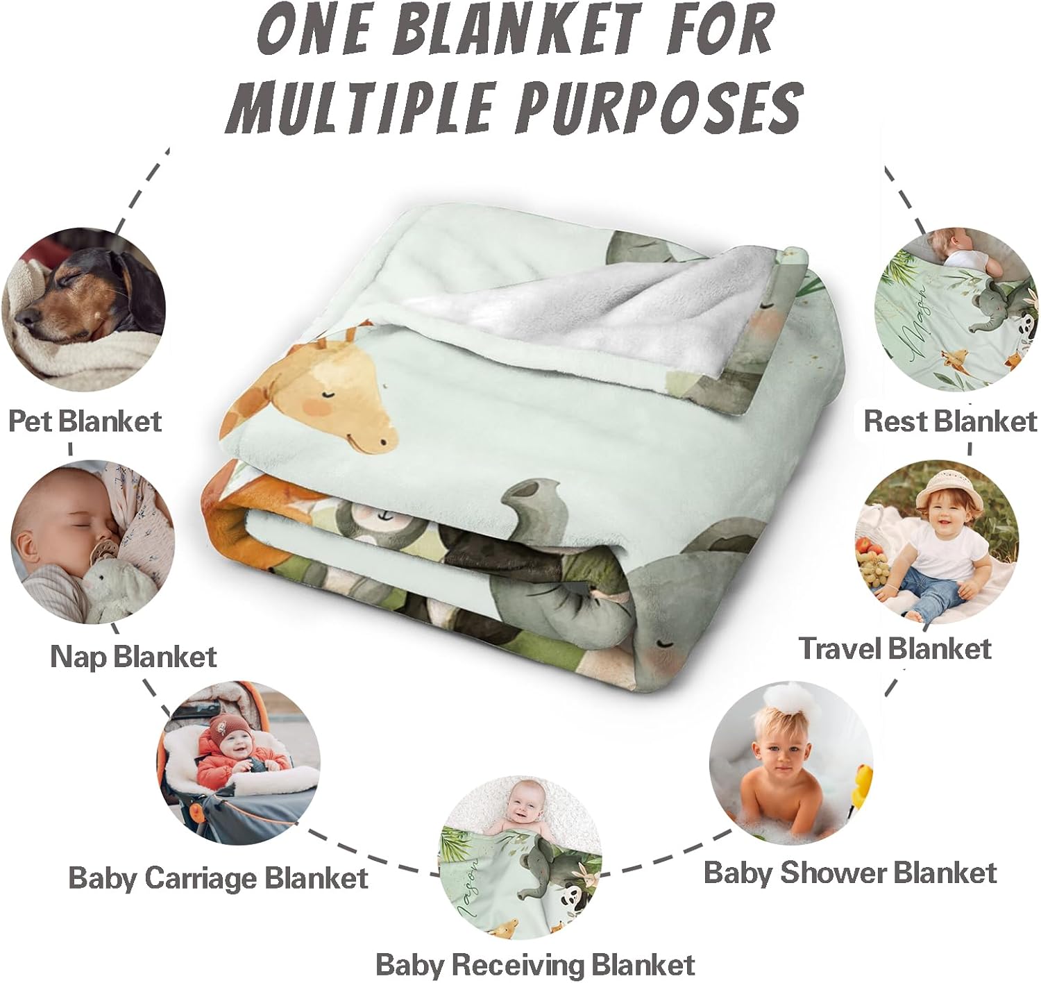 Custom Baby Blanket for Boys Personalized Baby Blanket with Name Soft Cozy Flannel Bed Throw