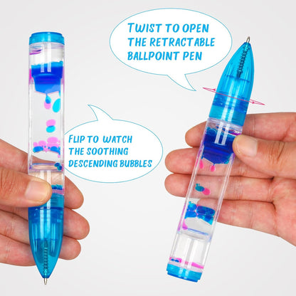 Liquid Motion Bubbler Pens Pack of 4 Colorful Liquid Timer Pens Great for Stress and Anxiety Relief Fascinating Fidget Toys for Everyone