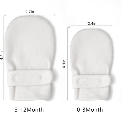 Newborn Baby No Scratch Mittens Stay On, 100% Cotton Breathable, Adjustable Infant Gloves for Baby Boys Girls Mittens