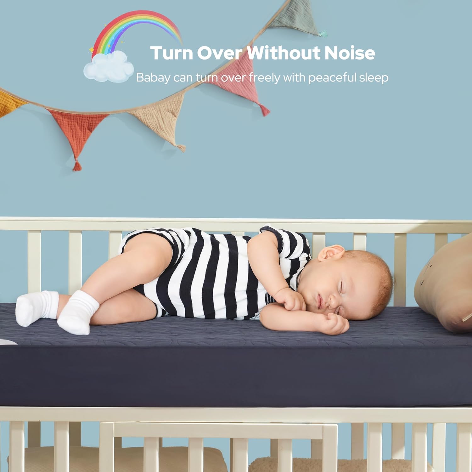 Waterproof Crib Mattress Protector 2 Pack, Soft and Breathable Crib Mattress Pad Cover, Noiseless