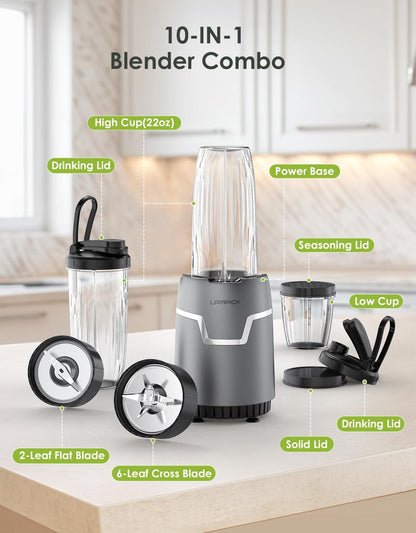 Smoothie Blender, 1100W Personal Blender for Shakes and Smoothies, Blenders and Grinder Combo for