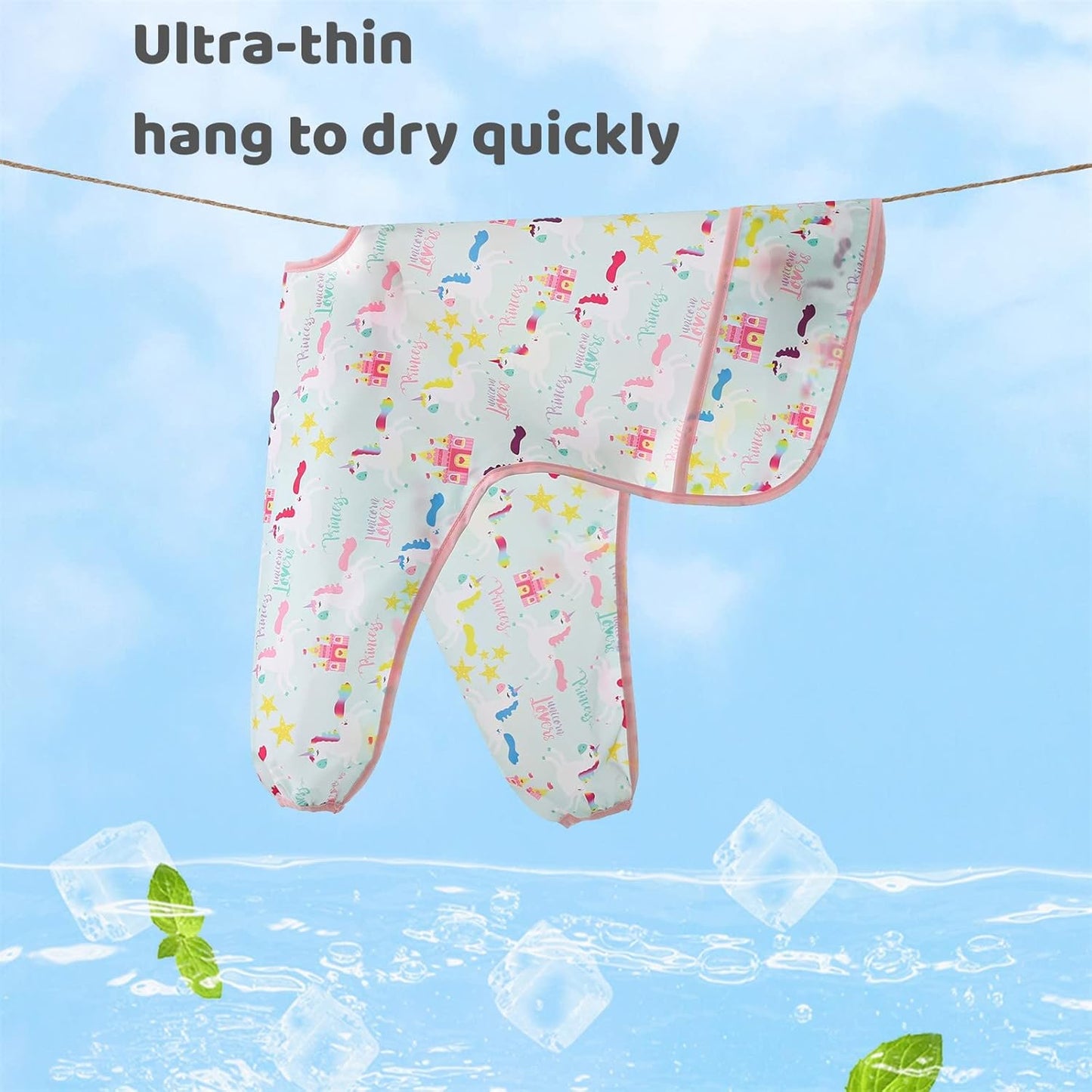 5 Pack Long Sleeve Bib,Baby Toddler Waterproof Sleeved Bib for 6-30 Months Reusable with Catch-all