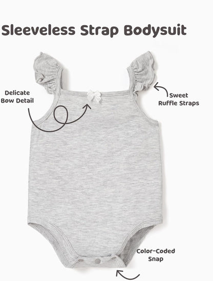 PATPAT Baby Girl Bodysuits - Soft Bamboo Viscose - Flutter Sleeves Cute Dress - Newborn Infant Summer Clothes - 3 Pack