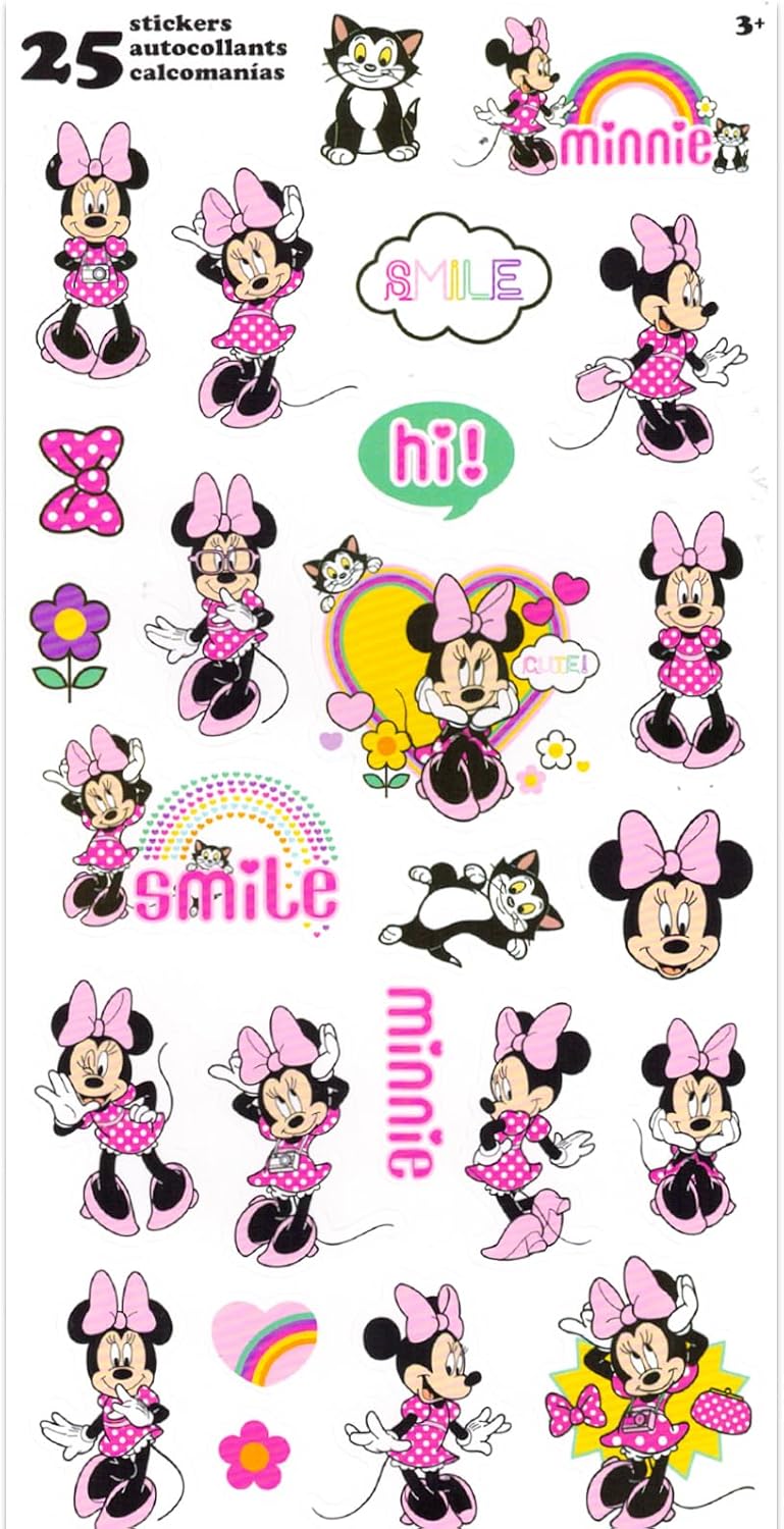 Minnie Mouse Keychain for Kids - Bundle with 2 Minnie Mouse Fidget Toy Keychains Plus Stickers, More | Minnie Mouse Pop Fidget Toys for Girls
