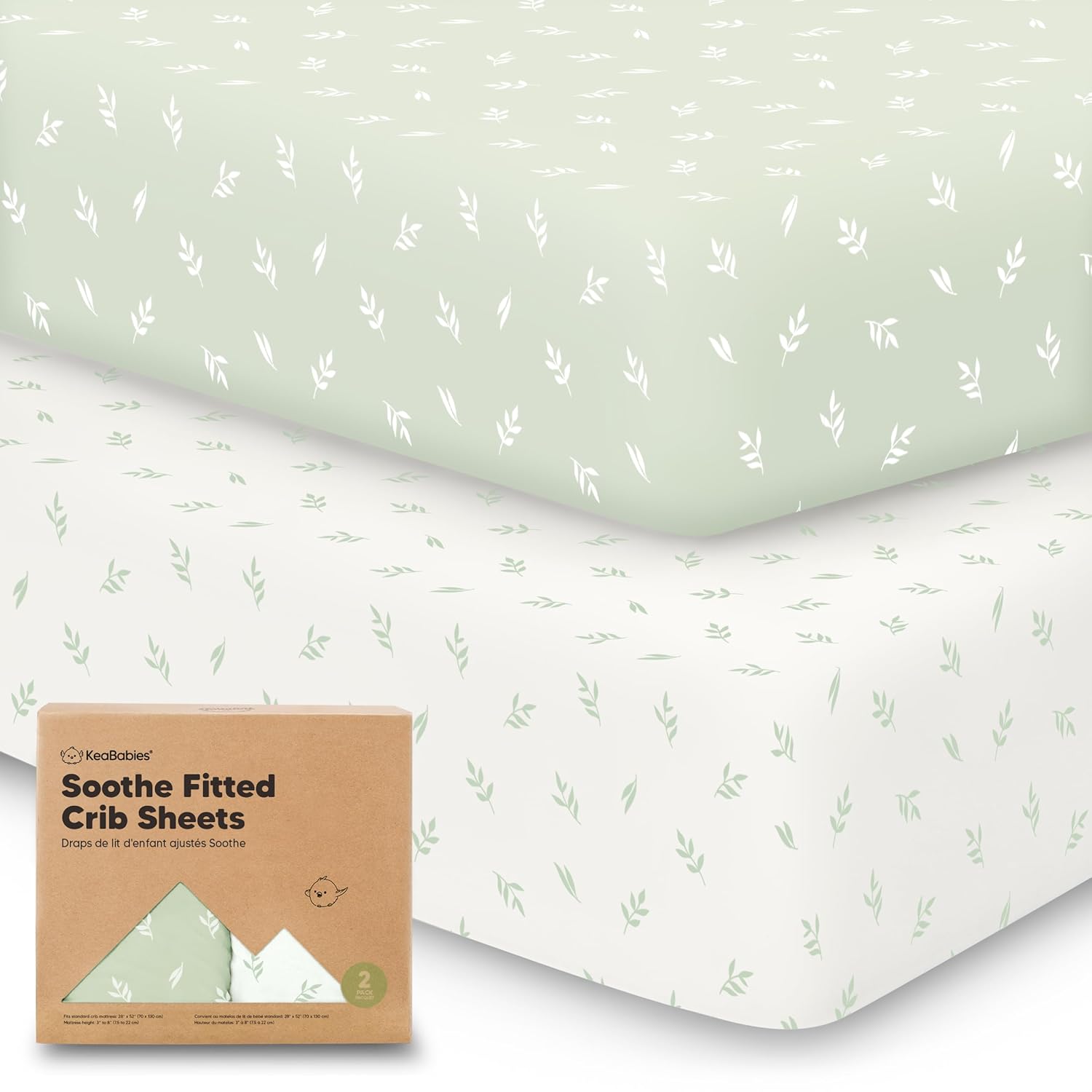 KeaBabies 2-Pack Organic Crib Sheets for Boys, Girls - 52x28 Fitted Crib Mattress Sheet Neutral