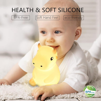 QANYI NRITY, Cute Night Light for Kids-7 Color Changing Silicone Cow LED Nightlight, Nursery Lamp with Timer ,Cow Room Dcor Lamp for Toddler, Baby, Boys, Children Gift,Bedroom