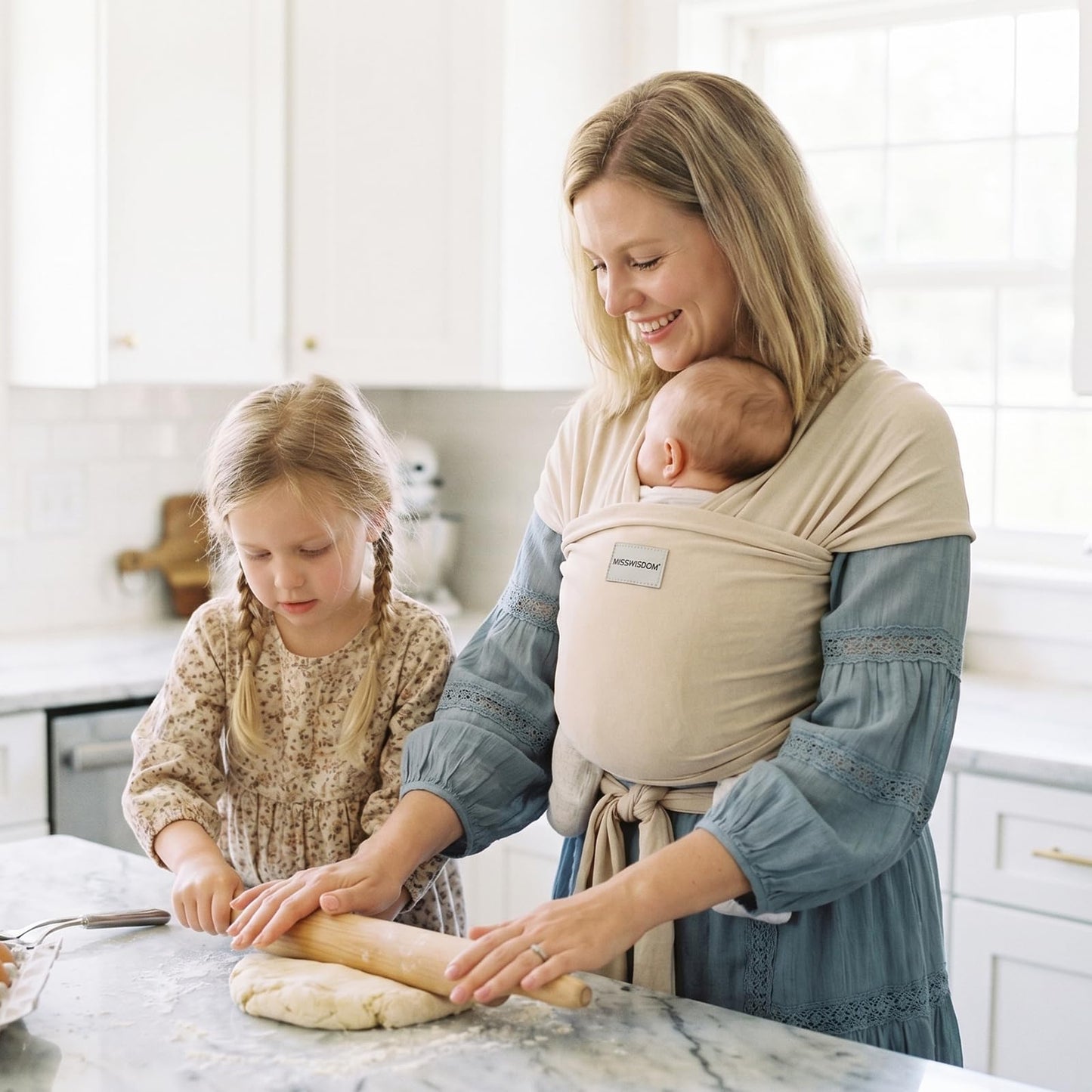 MISSWISDOM Baby Wraps Carrier, Baby Carrier Wrap Newborn Sling 7-35lbs, Baby Wearing Wrap Newborn