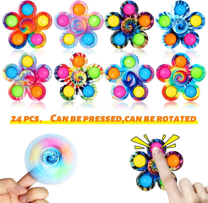 SCIONE 24 Pack Party Favors Fidget Spinners for Kids 4-8 8-12, Goodie Bags Stuffers for Kids 3-5, Pop Fidget Toys Bulk Classroom Prizes for Girls Boys, Toddler Birthday Party Return Gifts