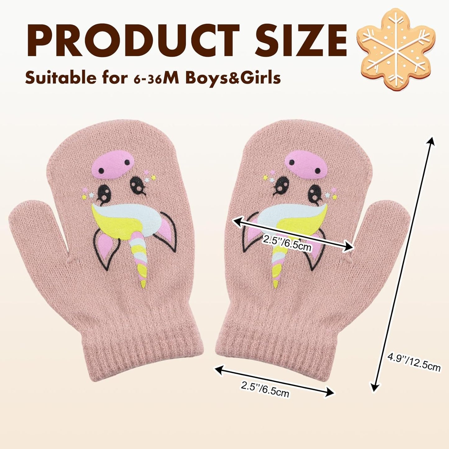 Baby Winter Mittens Toddler Stretch Knit Gloves Magic Warm Glove for Baby Boys Girls