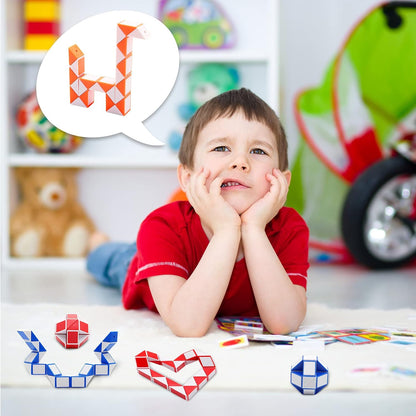 24 Pack 24 Blocks Magic Speed Cubes, Mini Snake Cube, Mini Plastic Puzzle Cube Toy for Kids Party