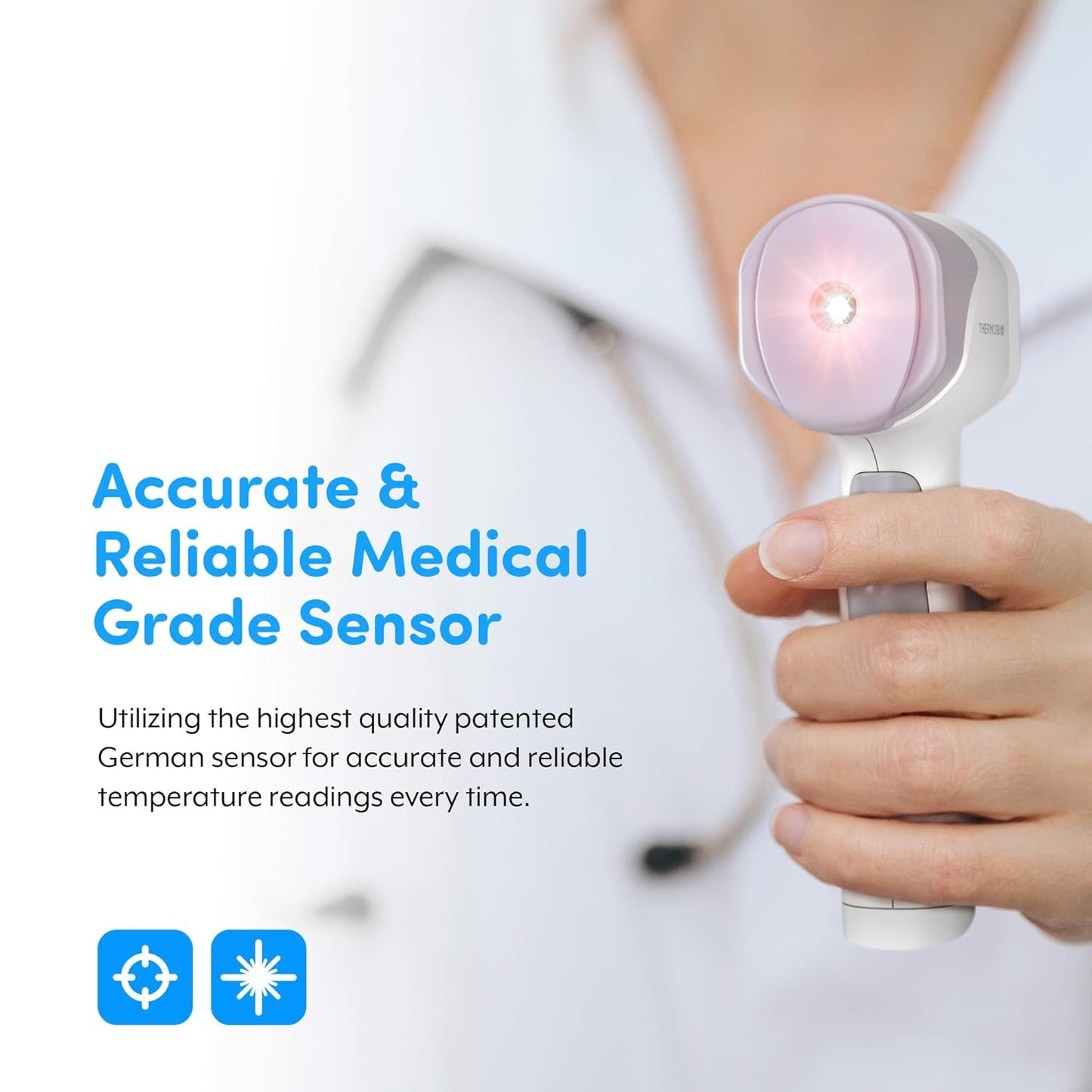 Medical Grade FSA-HSA Eligible Heavy Duty Touchless Infrared Forehead Thermometer, for Adults &