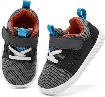 MORENDL Toddler Sneakers Baby Boys & Girls Barefoot Shoes Lightweight Breathable Walking Running Tennis Athletic Sport Shoes