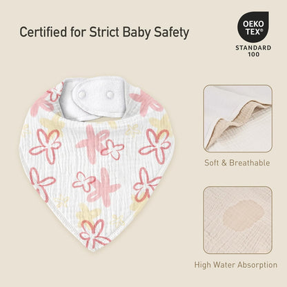 Muslin Baby Bibs 8 Pack, Baby Bandana Drool Bib for Drooling and Teething, Cotton Soft Absorbent for Girls Boys