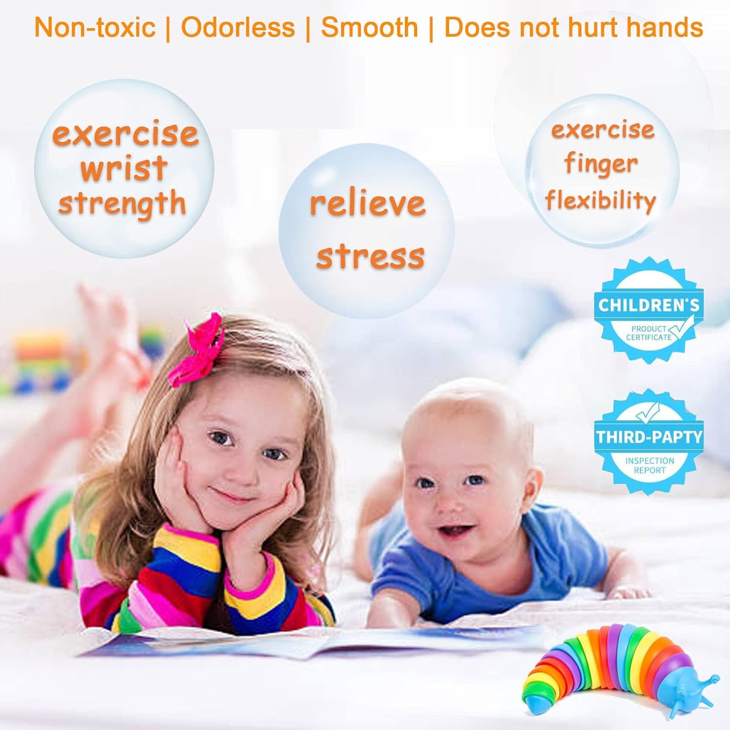 IFiwin Fidget Slug Halloween Toys, 3PC Sensory Slug Halloween Fidget Toys, Autism Sensory Toys, Halloween Party Favors for Baby Kids Toddlers Adults