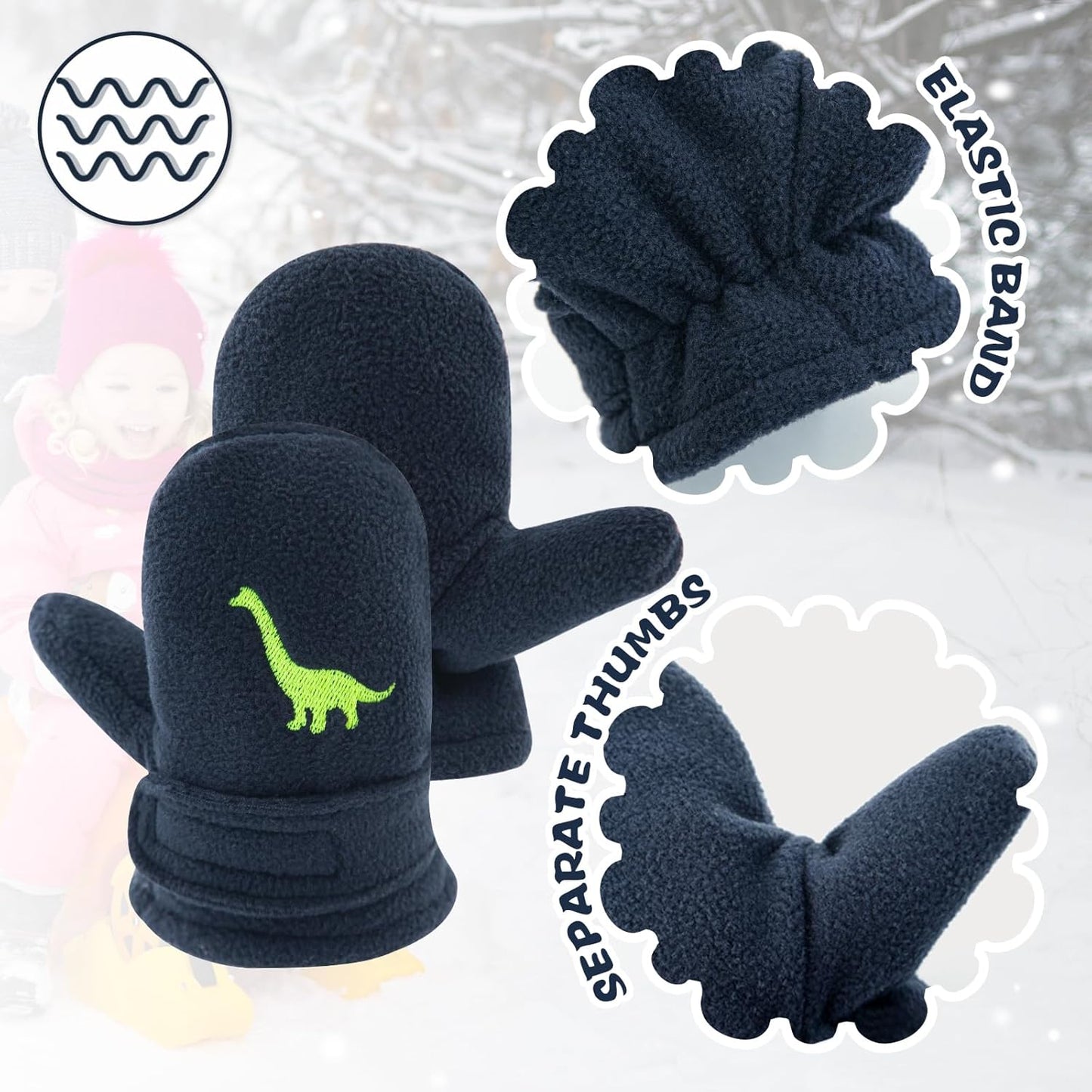BAVST Baby Toddler Winter Mittens Girls Warm Fleece Lined Gloves Kids Sherpa Lined Mittens for Boys
