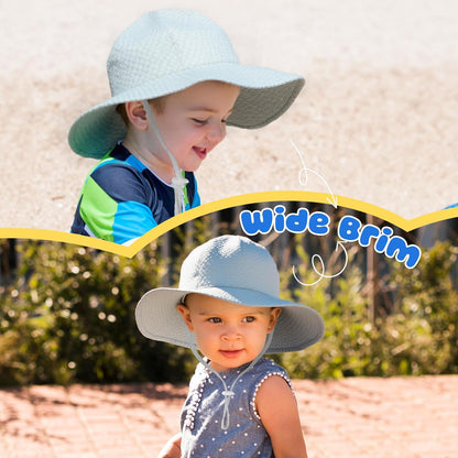 HONGTEYA Baby Sun Hat Toddler Girl Beach Hat Adjustable Outdoor Summer Hat UPF 50+ Sun Protection Wide Brim Infant Kids