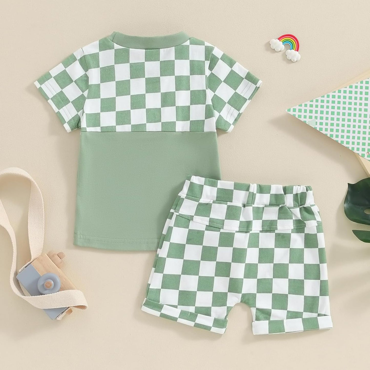 fhutpw Baby Toddler Boy Clothes Summer Outfits 6 12 18 24 Months Patchwork Short Sleeve T Shirt & Shorts Sets with Pockets
