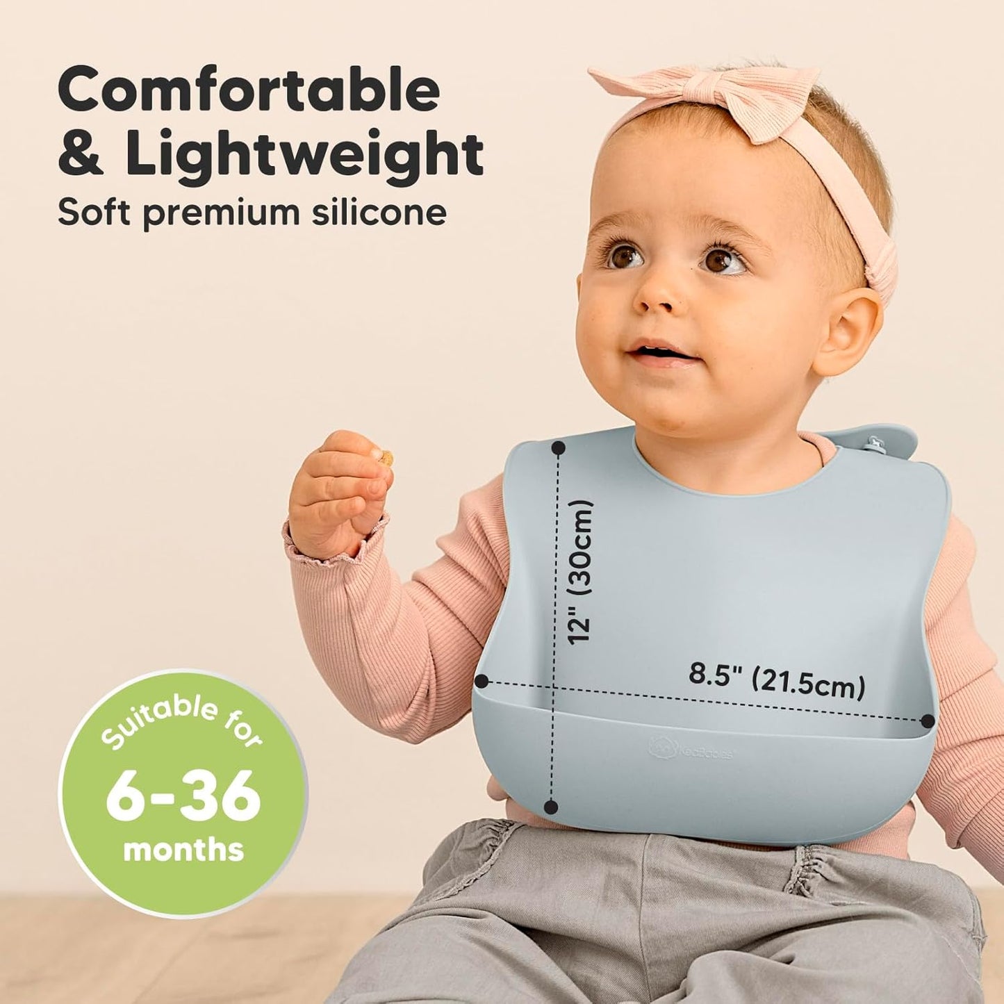 KeaBabies 2-Pack Silicone Baby Bibs for Eating - Sturdy Food-Grade Silicone Bibs for Babies Girl