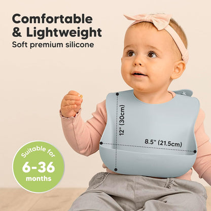 KeaBabies 2-Pack Silicone Baby Bibs for Eating - Sturdy Food-Grade Silicone Bibs for Babies Girl