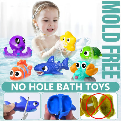 No Hole Mold Free Baby Bath Toys for Kids Ages 1-3,Water Toys for Babies and Toddlers,Ocean Animal
