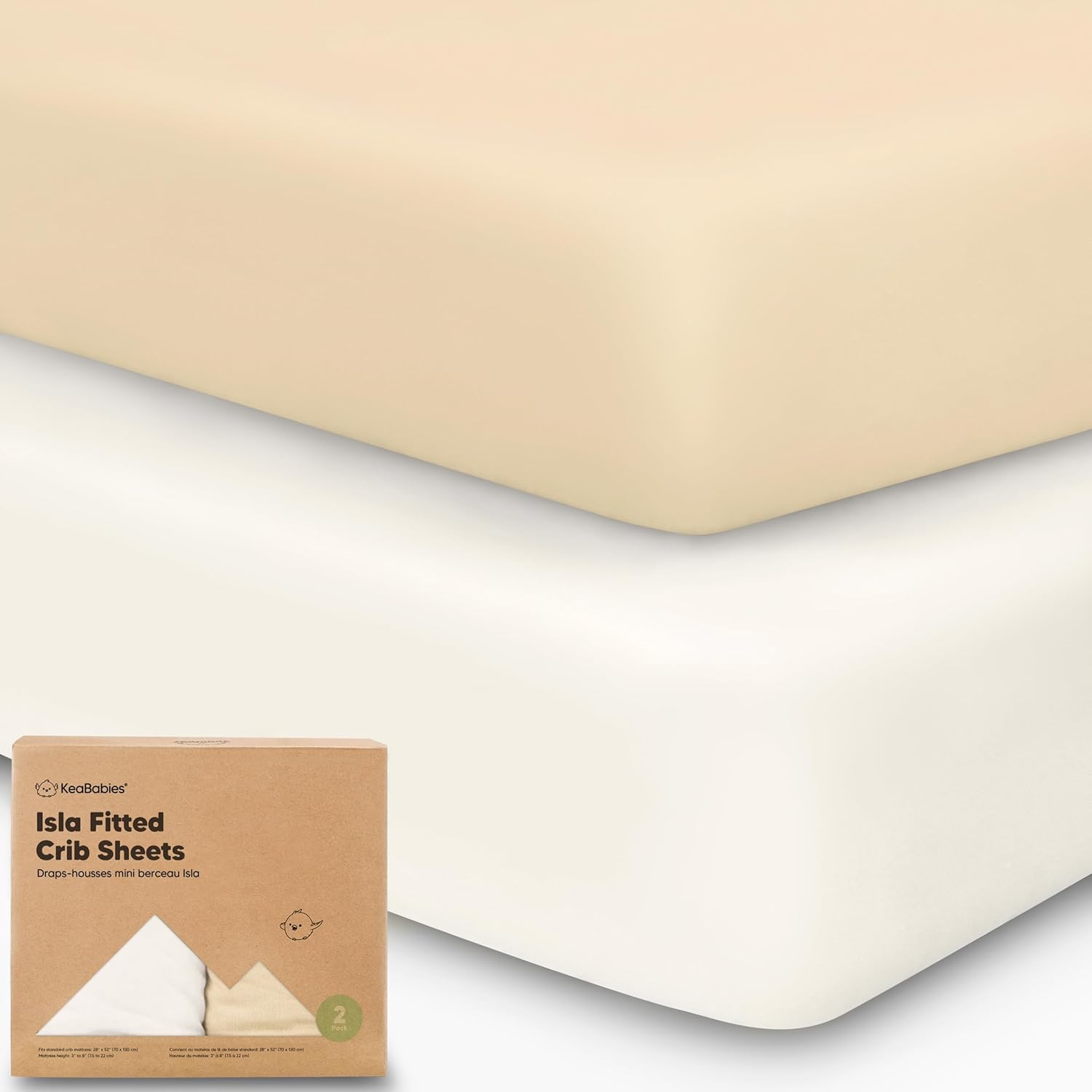 KeaBabies 2-Pack Baby Crib Sheets for Boys, Girls - 52x28 Viscose Derived from Bamboo Toddler Bed
