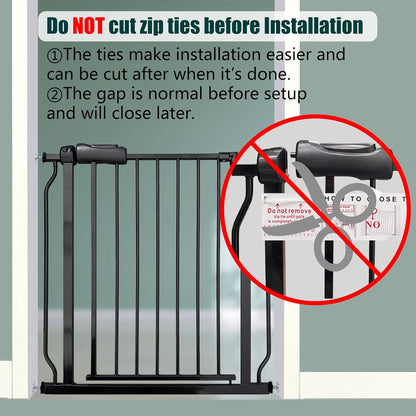 Heavy Duty Baby & Dog Safety Gate 86-104.7 Inch, Black Metal, Pressure Mounted No Drilling Pet Gate for Large Openings