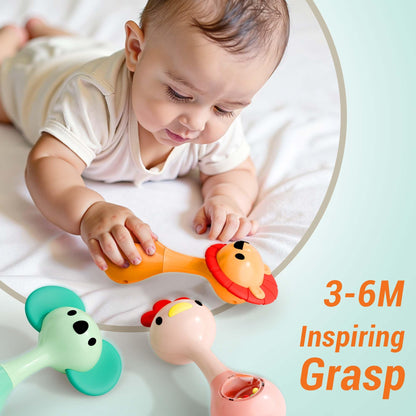 iPlay, iLearn Baby Shaker Rattles, Sensory Teething Toy Babies 3-6-12 Month