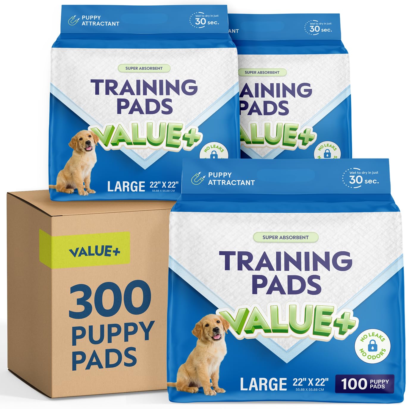 Puppy Pads Pet Pee Pads for Dogs & Puppy Training [300-COUNT] Potty Pads for Dogs 22" x 22" Leak-Proof Dog Pee Pads - Quick-Dry Surface - Heavy Duty Absorbent Disposable Dog Wee Pad Bulk Pack
