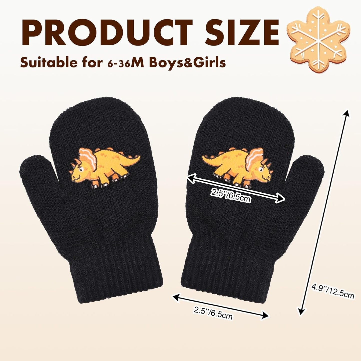 Baby Winter Mittens Toddler Stretch Knit Gloves Magic Warm Glove for Baby Boys Girls