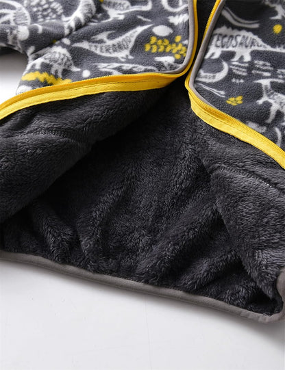 Kids Printed Polar Fleece Jacket Toddler Baby Boys Girls Autumn Winter Warm Sherpa Lining Outerwear Soft Lightweight