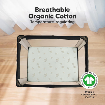 2-Pack Mini Crib Sheets Fitted - 38x26 Pack N Play Sheets for Pack and Play Mattress, Organic