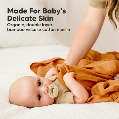 4-Pack Muslin Swaddle Blankets for Boys, Girls - Organic Baby Swaddles for Newborns, Soft &