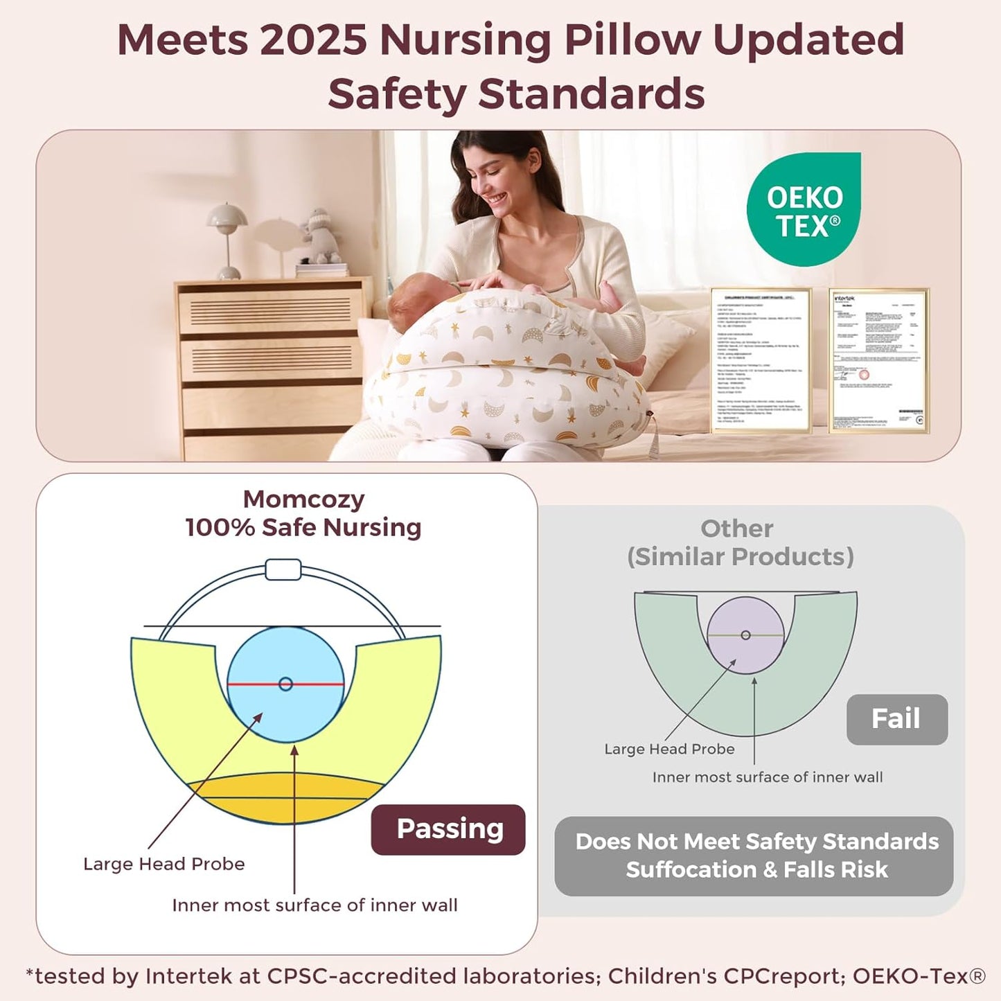 Momcozy Original Nursing Pillow for Breastfeeding-Pioneering Safety Fence- Wider Feeding Pillows