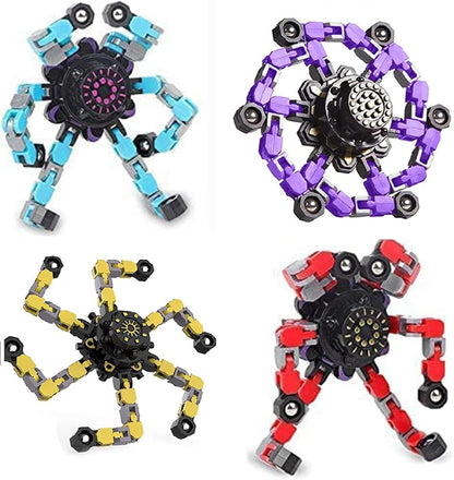 Gifts for Kids Teenage 4 Packs Transformable Fingertip Chain Robot Toy DIY Deformation Robot Deformed Mechanical Toy for Kids Adults