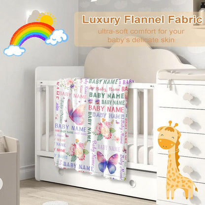Ship Next Day, Personalized Baby Blanket – Printed in USA, Custom Baby Blanket for Boys & Girls