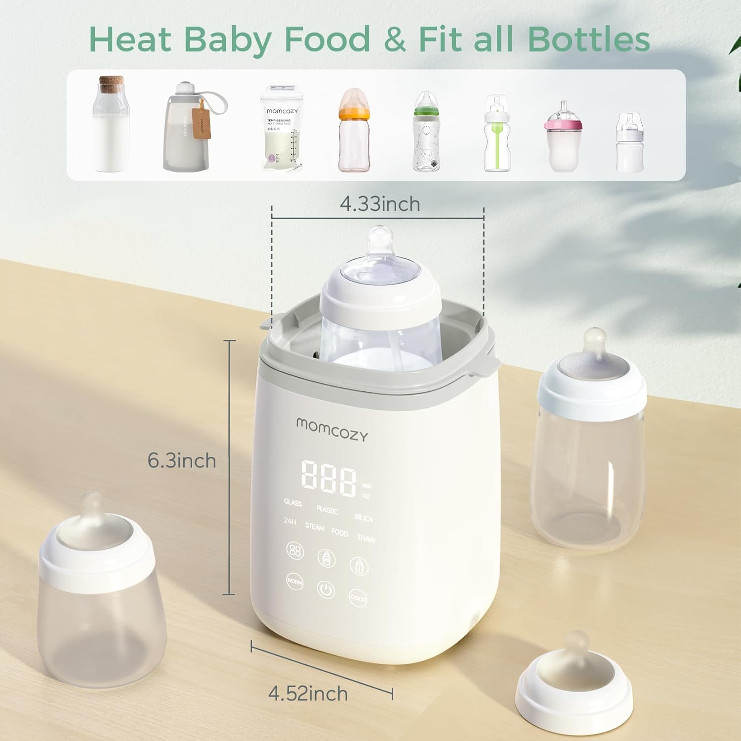 Momcozy Bottle Warmer, Fast Bottle Warmers for All Bottles with Timer, Accurate Temperature Control