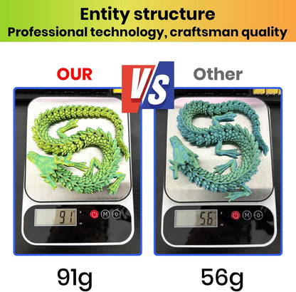 3D Printed Dragon,Chinese Dragon,Dragon Statue,Fidget Toys ,18 in,Fidget Toys for Autism/ADHD,3D Printed Gift Toy, Executive Desk Toys,Home Office Decor (Yellow Green)