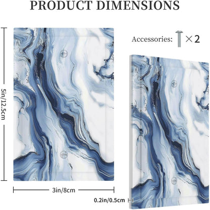 Light Switch Cover Plate White Marble Navy Blue Line Fluid 1 Gang No Device Blank Electrical Wall Plates Faceplate Decorative Switch Plate For Bathroom Kitchen Decor