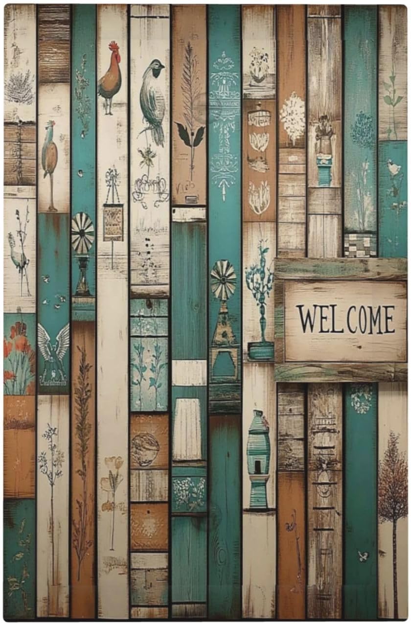 Light Switch Cover Plate Vintage Wood Brown Turquoise Splicing 1 Gang No Device Blank Electrical