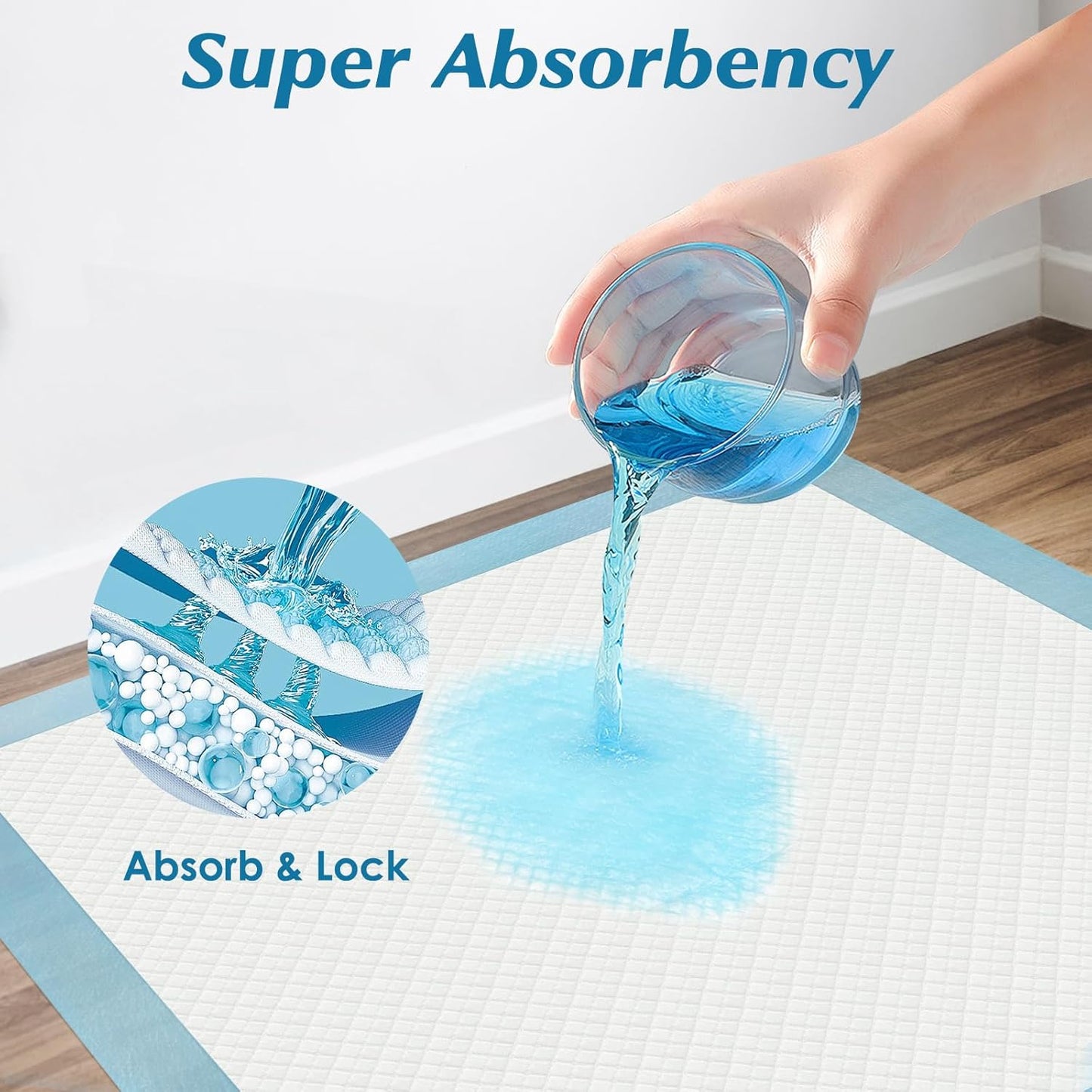 50 Count Super Absorbency Disposable Underpads, Leakproof Quick Drying Disposable Pads for Baby