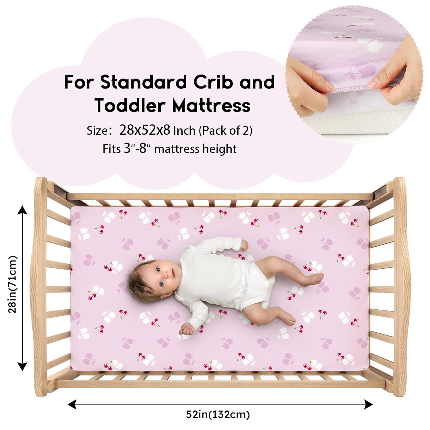 Yoofoss Baby Crib Sheets for Boys Girls, Fitted Crib Sheet 2 Pack for Standard Crib and Toddler