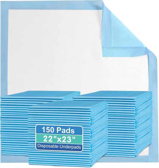 150 Count Premium Chucks Pads 22"x23" Disposable, Ultra Absorbent Adults Incontinence Underpads Leakproof, Waterproof Puppy Training Pee Pads Leakproof, Baby Changing Liner