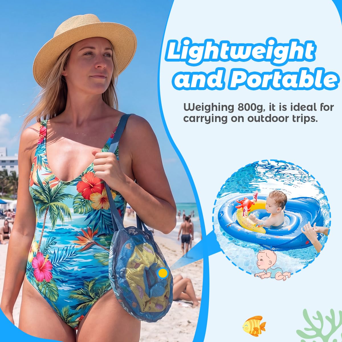 LAYCOL Baby Pool Float with Canopy UPF50+, 120°Adjustable Sun Protection and Anti-Tip Safety Seat