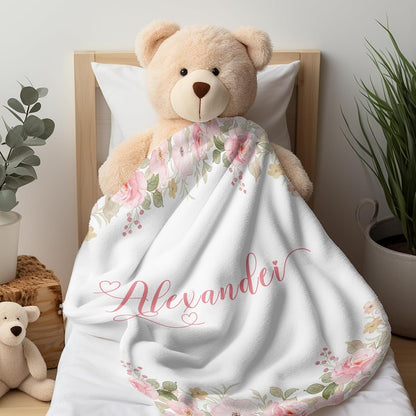 Ship Next Day, Personalized Baby Blankets - Printed in USA, Custom Name Blanket, Baby Blanket with